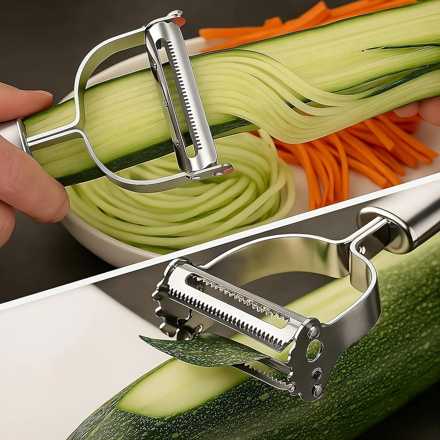 2-in-1 Julienne Vegetable Peeler | Stainless Steel